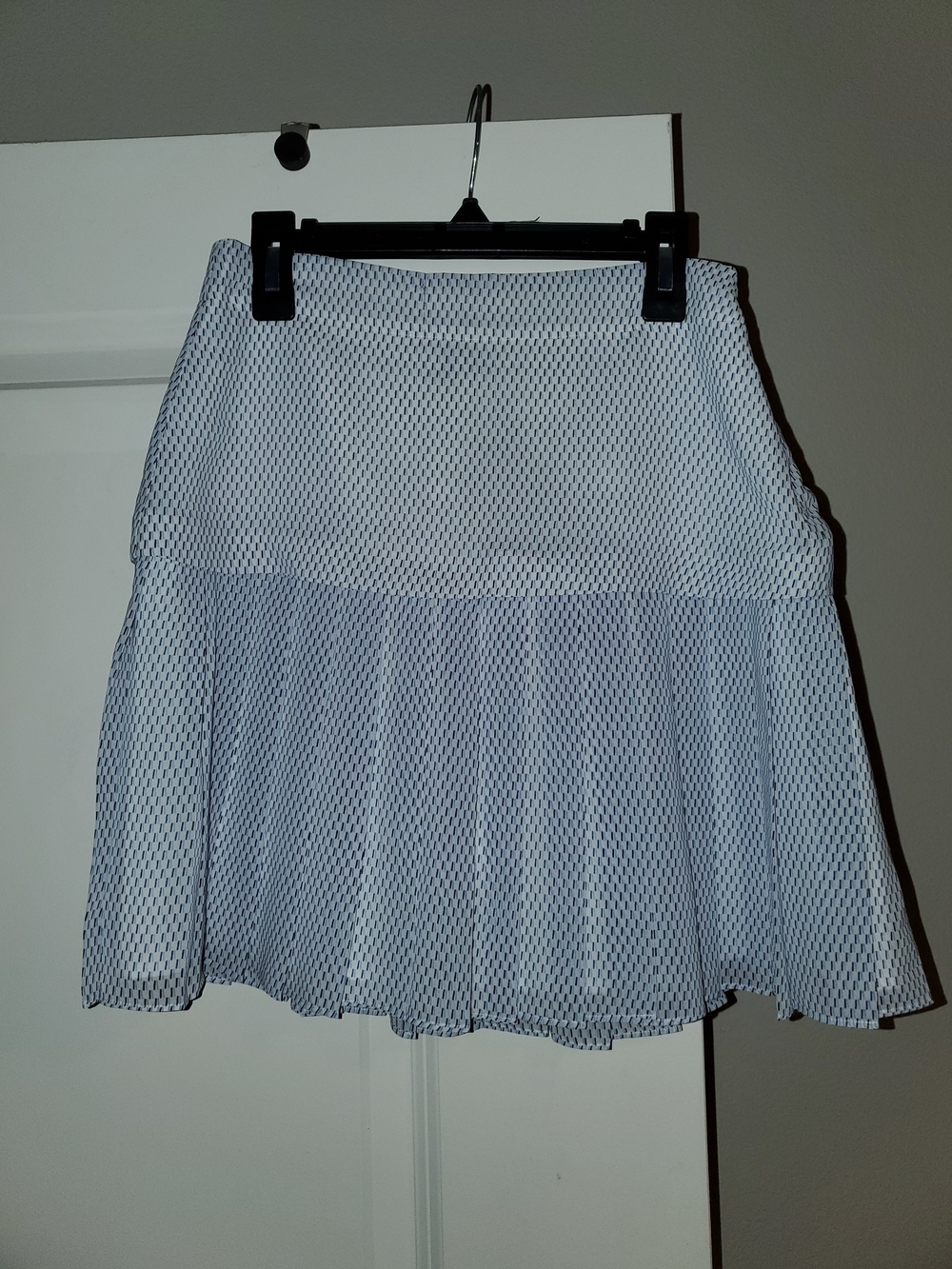 Armani Exchange White Skater Skirt with Black Micro-Dot Print